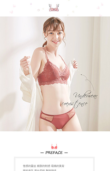  粉色简约风格内衣、女装等行业详情描述模板