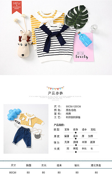  简约可爱风格童装、母婴、儿童玩具等详情描述模板