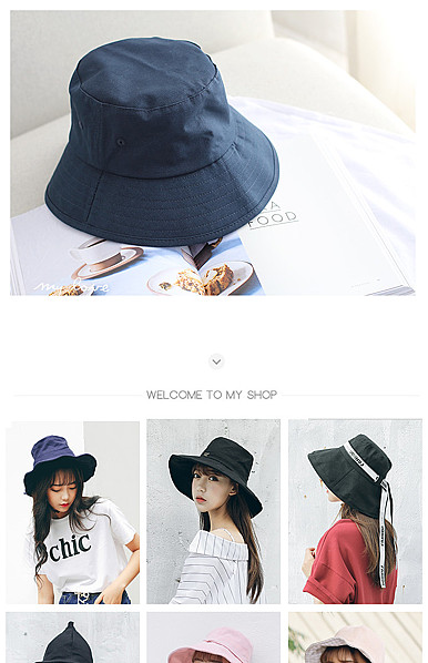  简约黑白风格女装、服装配件、帽子等详情模板