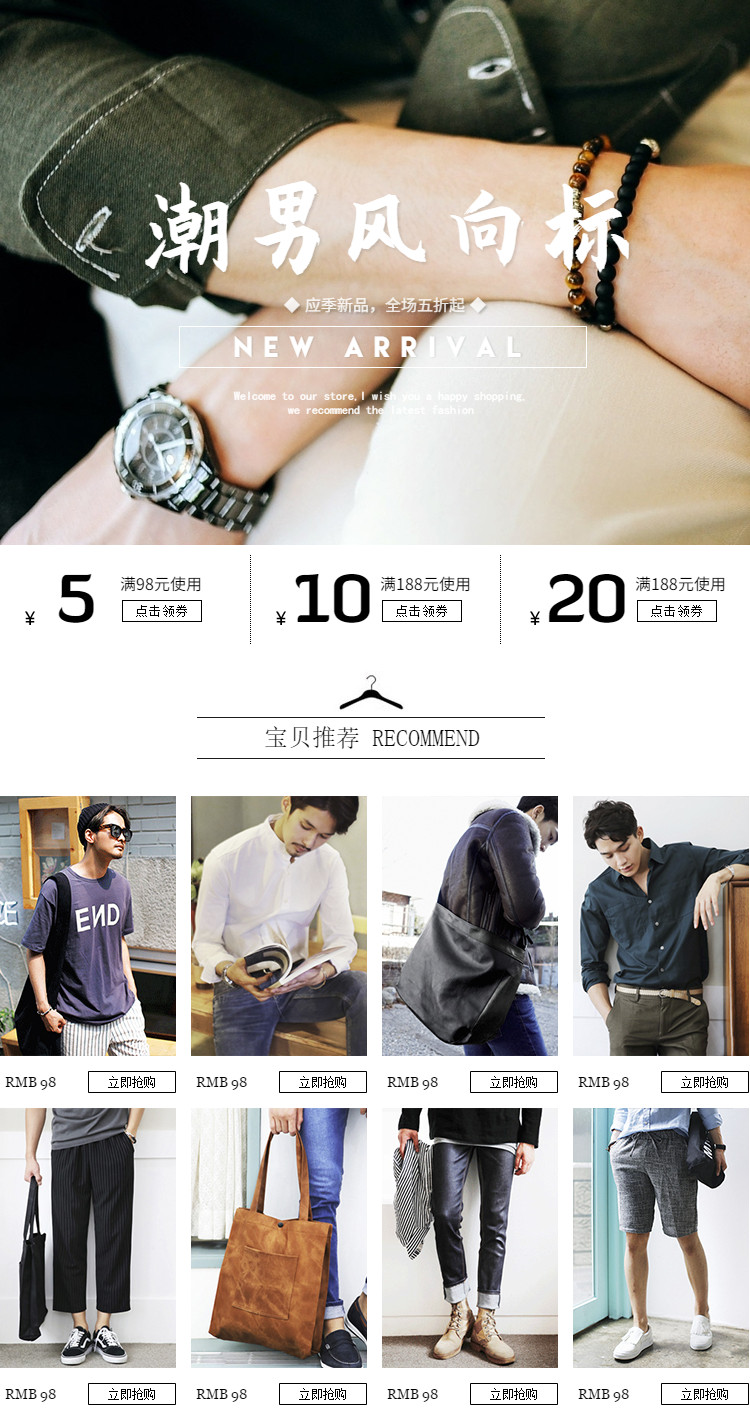  时尚男装详情页头共享模板