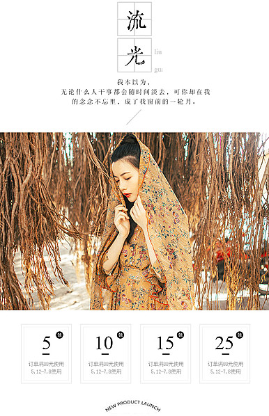  流光：文艺复古风女装行业详情页头共享模板