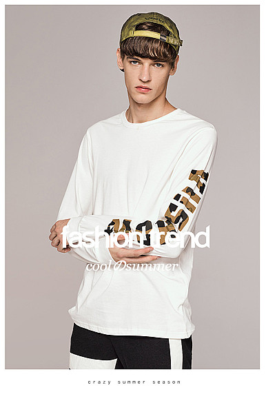  时尚简约恤黑白男装详情描述模板