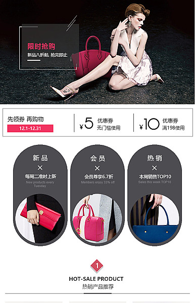  国际大牌女包、斜挎包、单肩包等详情页头共享模板