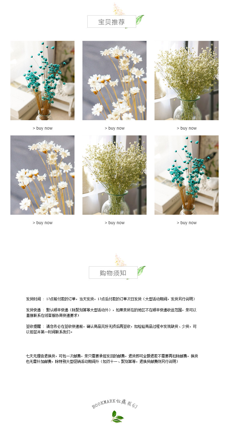  小清新绿叶装饰简约风格全行业通用详情页尾共享模板