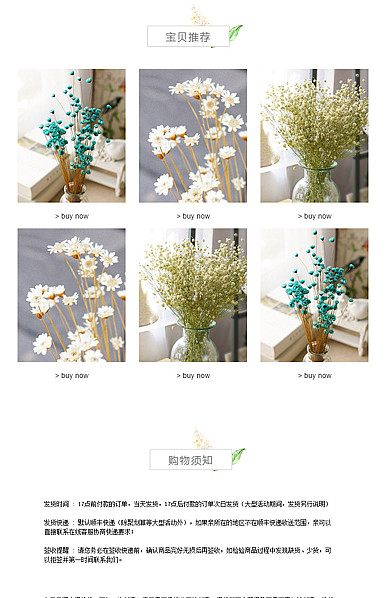  小清新绿叶装饰简约风格全行业通用详情页尾共享模板