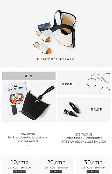  新品季简约时尚女鞋、女包类详情页头共享模板