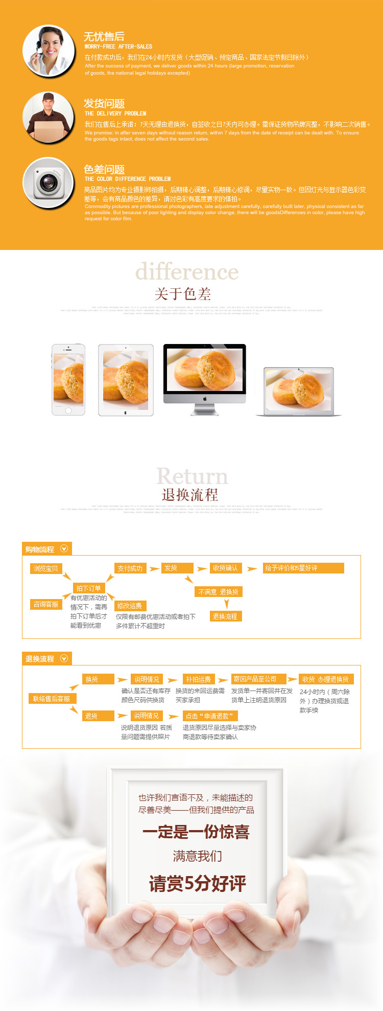  橙色全行业通用详情页尾共享区域模板