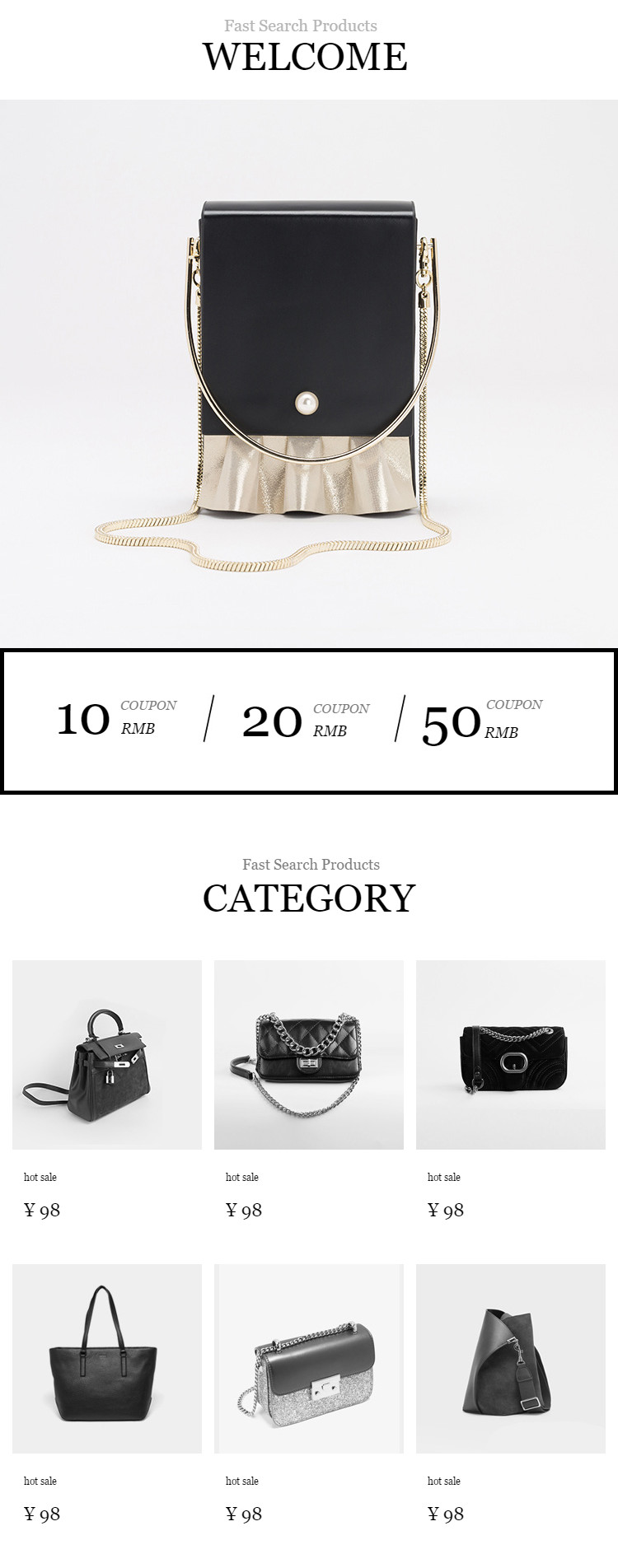  简约时尚风格女包行业详情描述页头共享模板